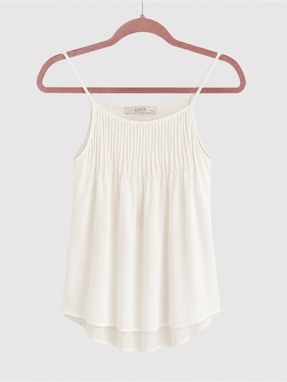 NWOT LOFT Ivory Pleated Yoke Camisole Tank